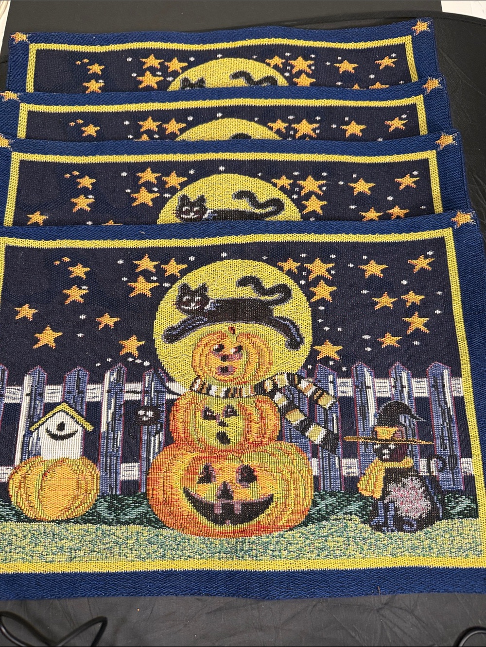 Halloween Pumpkin Stack tapestry placemats Fall Festive Halloween